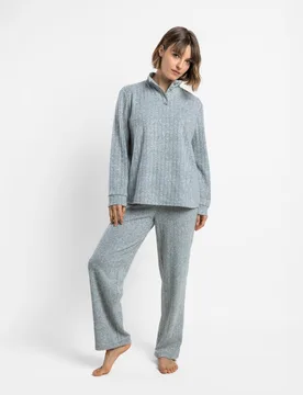 Pijama largo de mujer de tejido felpa - Admas - FashionsVida