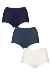 Women's 3 Pair Sloggi Basic Maxi Briefs Blue Combination 12 - Assorted - Size: UK 12