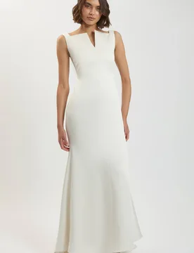 Women's Petite Tailored Satin Clean Maxi Dress in Ivory Size: 4 - Ivory - Size: 4 - Karen millen - FashionsVida