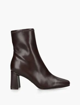Hurst Leather Block Heel Ankle Boots Dark Brown female - Steve madden - FashionsVida