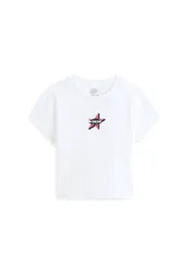 Womens Starmarked Short Sleeves Baby Tee - White Cotton - Size X-Large