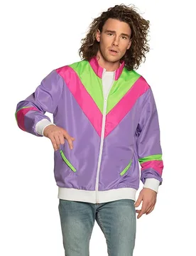 Retro 80er Jahre-Joggingjacke Bad Taste violett-grün-rosafarben - BOLAND BV - FashionsVida