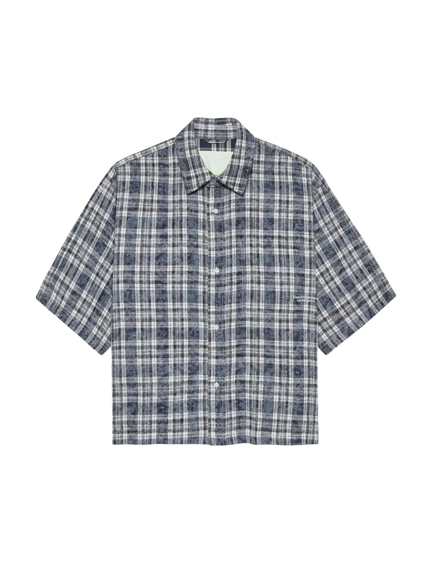 Wijk short sleeves check shirt camicia a quadri boxy fit maniche corte - bleached check - NEW AMSTERDAM SURF ASSOCIATION - FashionsVida