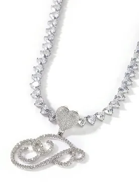 Uwin Cursive Letters With 6mm Heart Tennis Chain Intial Iced Out Brush Name Necklace Custom Charm Women Accessories Jewelry - Aliexpress - FashionsVida