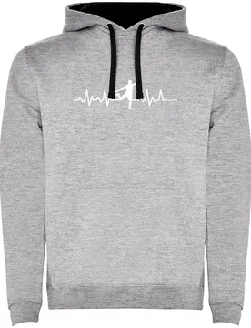 Sweat à Capuche Soccer Heartbeat Two-colour Heather Grey / Black 2XL - Kruskis - FashionsVida