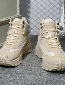 Botas casuales de caña alta para hombres de talla grande Suela gruesa cómoda, ligera, adecuada para actividades al aire libre, caminar, viajar, send - Shein - FashionsVida