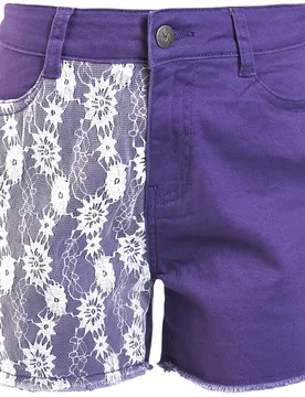 Gothic Hotpant - Shorts mit Spitzenbesatz - 26 bis 27 - für Damen - Größe 27 - lila - Frauen - female - Gothicana by EMP - FashionsVida