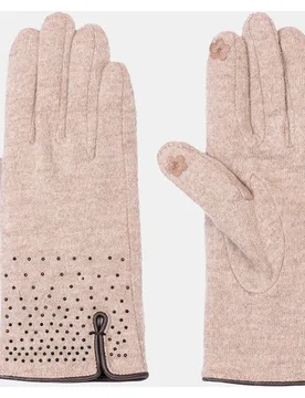 Guantes lana con vivo piel y tachas. forrado - Santacana - FashionsVida