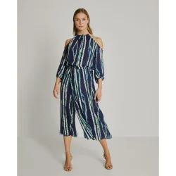 Falda pantalón midi con estampado tie dye