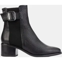 Botines de tacón de mujer de piel con elástico en color