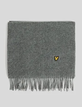Men's Lambswool Blend Scarf in Mid Grey Marl - Lyle & Scott - FashionsVida