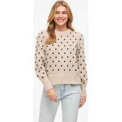 Jersey de punto mujer con estampado de topos