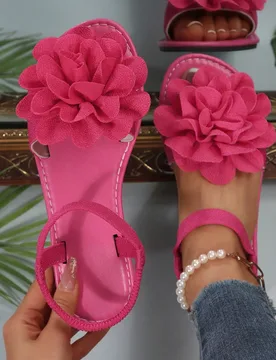 Sandalias de mujer, sandalias de playa de verano con decoración floral, elásticas y portátiles EUR36 - Shein - FashionsVida