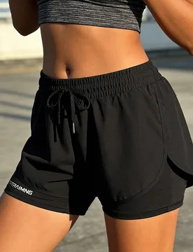 Shorts deportivos de verano para mujer, shorts de ropa deportiva para mujer, conjunto de fitness casual y running anti-rozaduras en color negro M - Shein - FashionsVida
