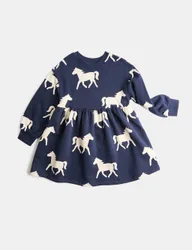 Cotton Rich Horse Sweat Dress (2-8 Yrs) Navy female