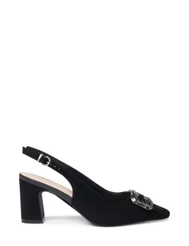 Women's Gabriella' Wide Fit Block Heel Slingback Shoes in Black Size: 7E - Black - Size: 7E - Paradox London - FashionsVida