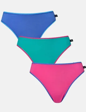 Women's Pack of Three "Amusements" Cotton High Leg Knickers Size: 22 - Multicolor - Size: 22 - British Boxers - FashionsVida