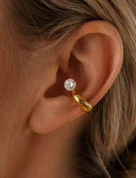SHIXIN Luxury Shiny White Zircon Stainless Steel No Piercing Earring Women Charm 18K Gold Plated Ear Clip Hypoallergenic Jewelry - Aliexpress - FashionsVida