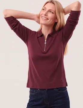 Rippenpolo Zip&Go, normale Größen, Farbe Rot, 38, softer angerauter Jersey warm & weich Damen - Walbusch - FashionsVida