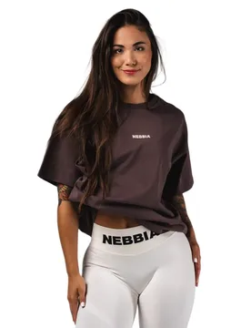 T-shirt à Manches Courtes Oversized Reset 491 Dark Brown L - Nebbia - FashionsVida