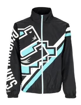 Giacca a Vento Uomo Nba Exploded Logo Warm Up Jacket Hardwood Classics Saaspu Black - Mitchell & Ness - FashionsVida