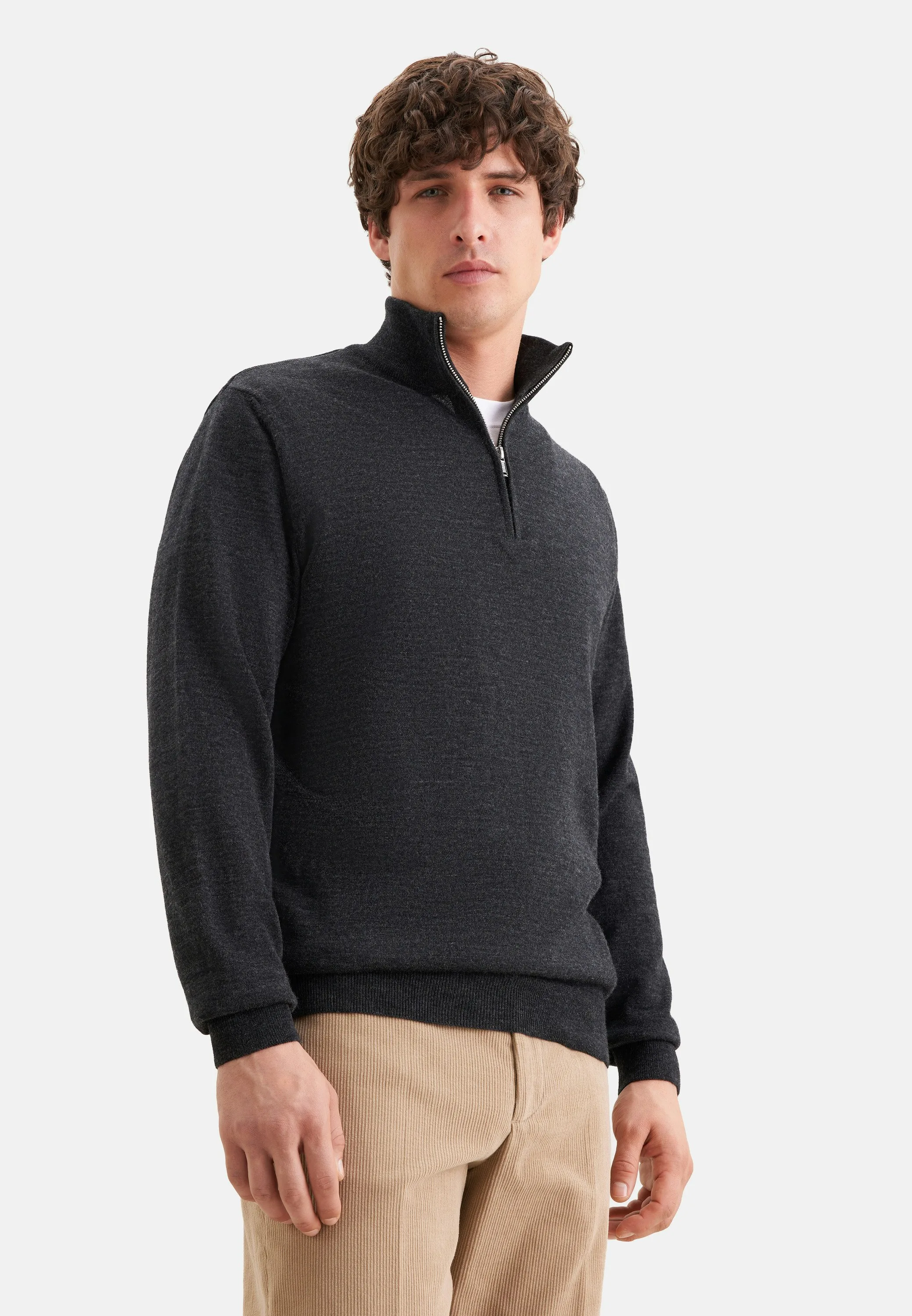 Quarter Zip Uni Grau 3XL - Seidensticker - FashionsVida