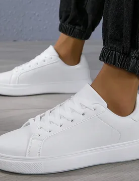 Nuevos zapatos de skate de suela gruesa para hombres, estilo coreano de moda, zapatos deportivos para todas las estaciones, zapatos de skate blancos p - Shein - FashionsVida