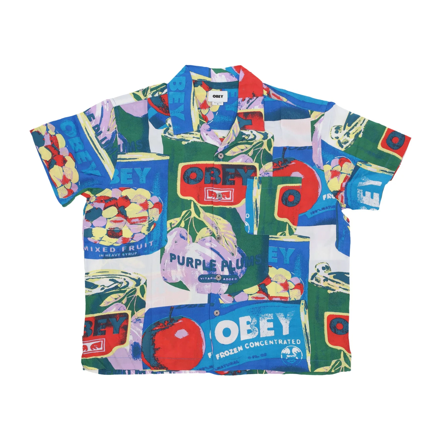 Camicia Manica Corta Uomo Fruit Cans Woven Black Multi - OBEY - FashionsVida