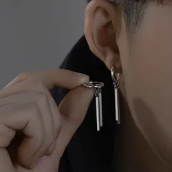 Stainless Steel Men's Earrings Minimalist Strip Stud Earrings Personality Hip Hop