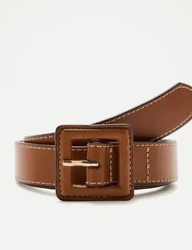Cinturón de piel con hebilla forrada - Latouche - FashionsVida