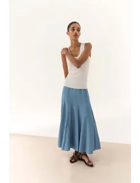 Falda de mujer de tejido fluido y midi - Bimani - FashionsVida