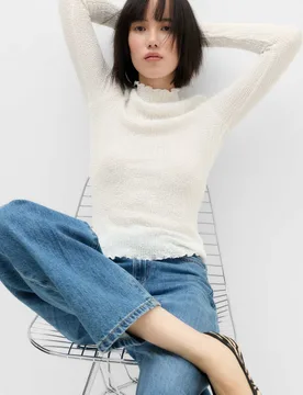 Textured High Neck Top Ivory female - M&S - FashionsVida