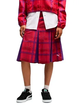 Jupe Midi T7 Pleated Tartan Woven Garnet Glow M - Puma Select - FashionsVida