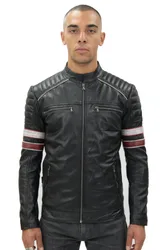 Mens Quilted Racing Jacket-Madrid - Black - Size Small