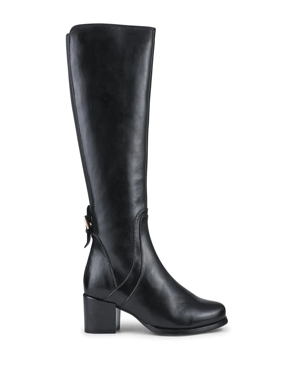 Dancer Leather Block Heel Calf-Length Boots Dark Brown female - Jones Bootmaker - FashionsVida