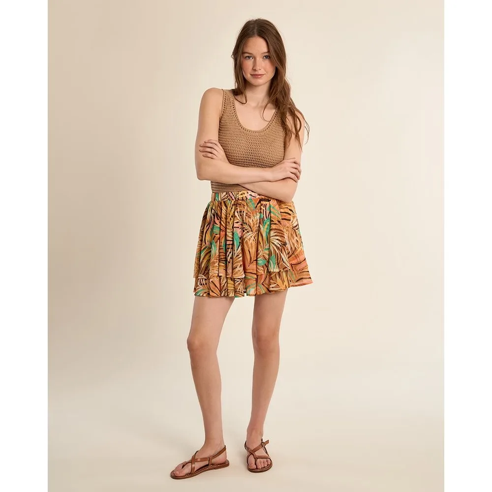Falda corta con estampado y volantes - Molly Bracken - FashionsVida