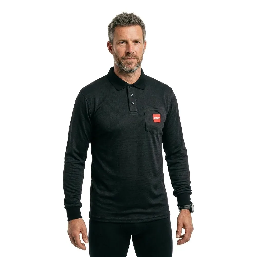 Polo A Maniche Lunghe Team Black - Leatt - FashionsVida