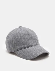 Wool Blend Pinstripe Baseball Cap Grey Mix female