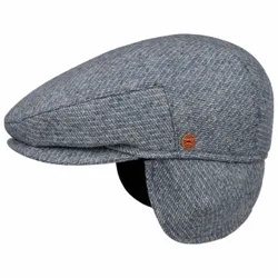 Merlino Check Flat Cap with Ear Flaps by - grey-blue - Size: 56 cm