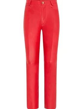 Women's Lamb Leather 501 Biker Jeans - Ankara in Red Size: 24 - Red - Size: 24 - Infinity Leather - FashionsVida