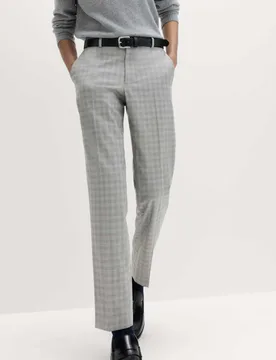 Tailored Fit Checked Trousers Silver Grey male - M&S - FashionsVida