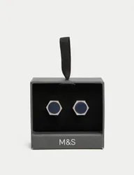 M&S Hexagonal Cufflinks Silver male