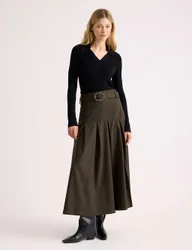 Checked Belted Midi Skirt Brown Mix female