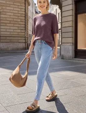 Street One Kurzarm Pullover mit Lochmuster female Rosa - Street One Studio - FashionsVida