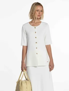 Suéter de mujer de punto adornado con botones joya - Naulover - FashionsVida