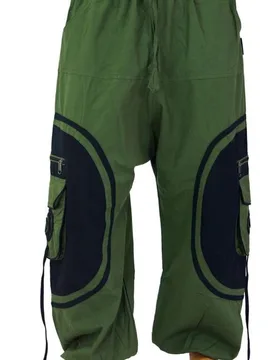 Stoffhose - Goahose, Yoga Hose olive/schwarz - S-M bis L-XL - für Männer - Größe S-M - oliv/schwarz - Männer - male - Guru-Shop - FashionsVida