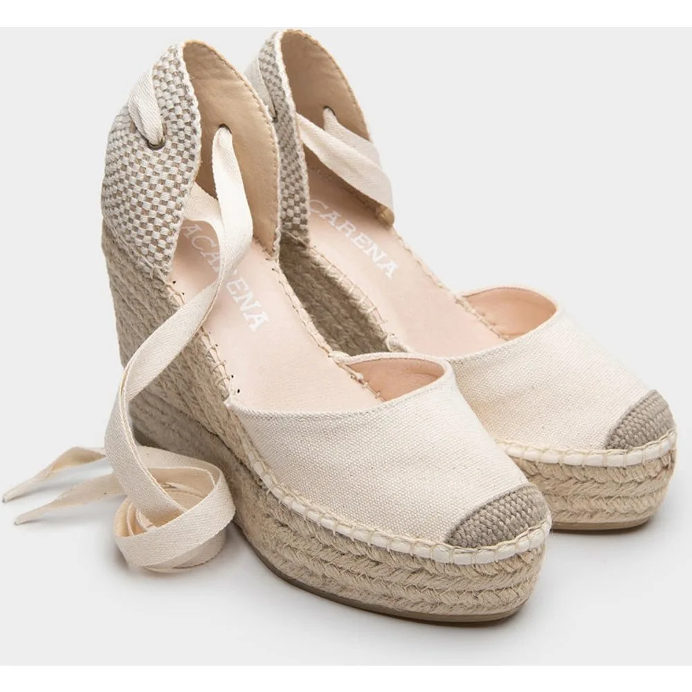Alpargatas de esparto con cuña en algodón orgánico crudo - Macarena - FashionsVida