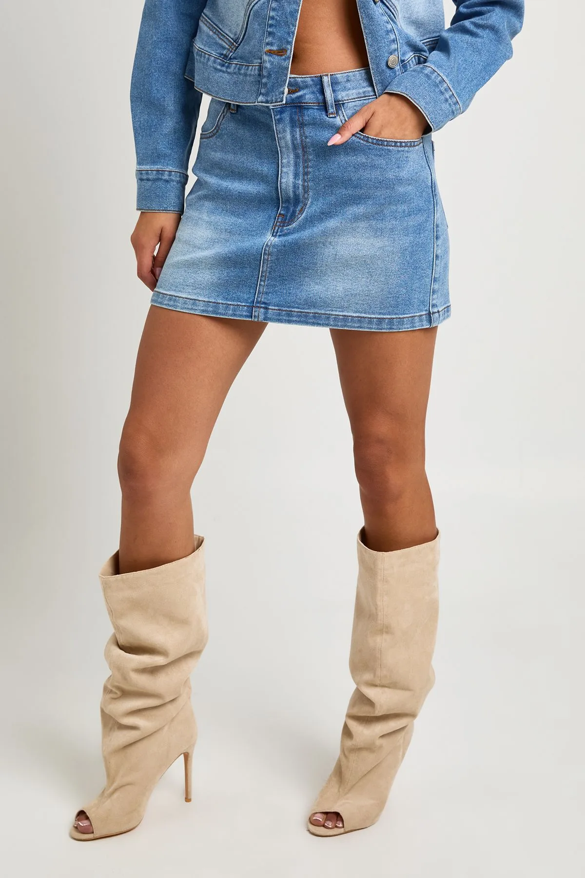 Womens Denim Mini Skirt - Blue - Size 10 Uk - Boohoo - FashionsVida
