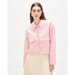 Chaqueta de mujer en tweed con lentejuelas