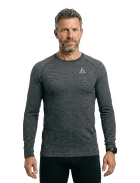 Crew Essential Seamless Long Sleeve T-shirt Grey Melange L Men - Odlo - FashionsVida